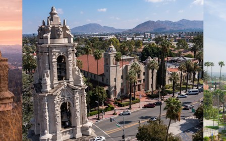 A city with a tall tower.