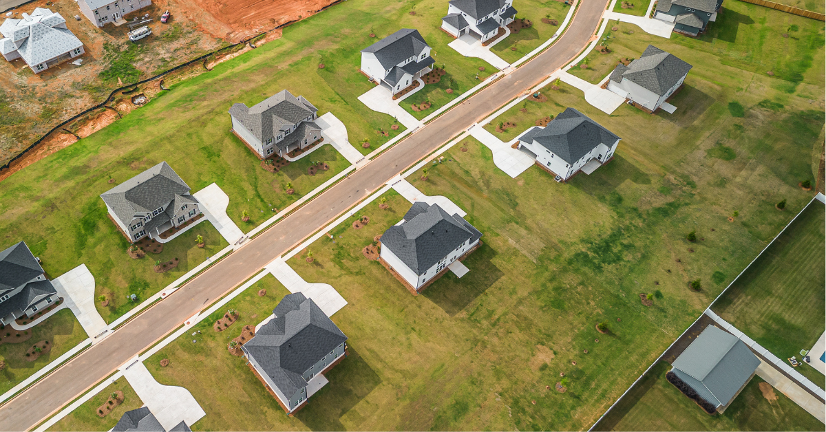 aerial image of new homes