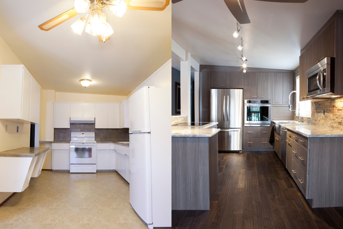 Before and after a kitchen remodel