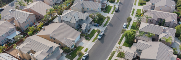 Aerial shot of a neighborhood