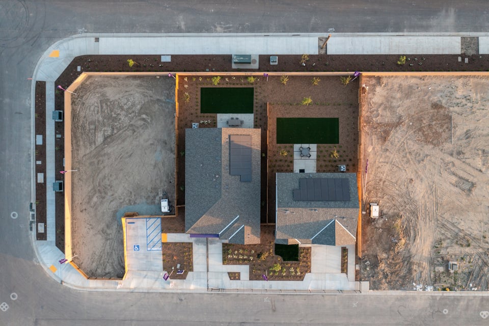 liberty hill, sales center birds-eye view, tulare, ca