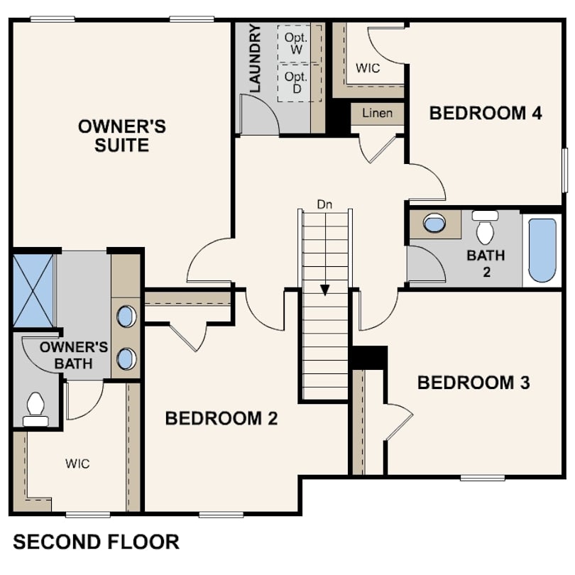 live oak, marigold floorplan, second floor, hanford, ca