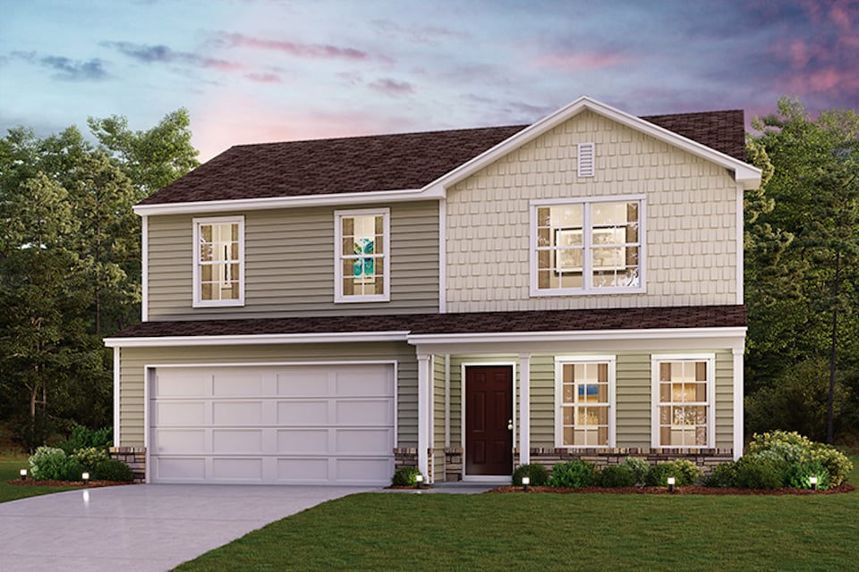 The DUPONT Elevation B - Stone at Foxwood Crossing