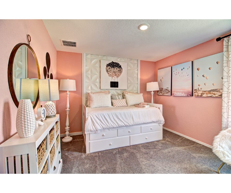 Pink themed bedroom