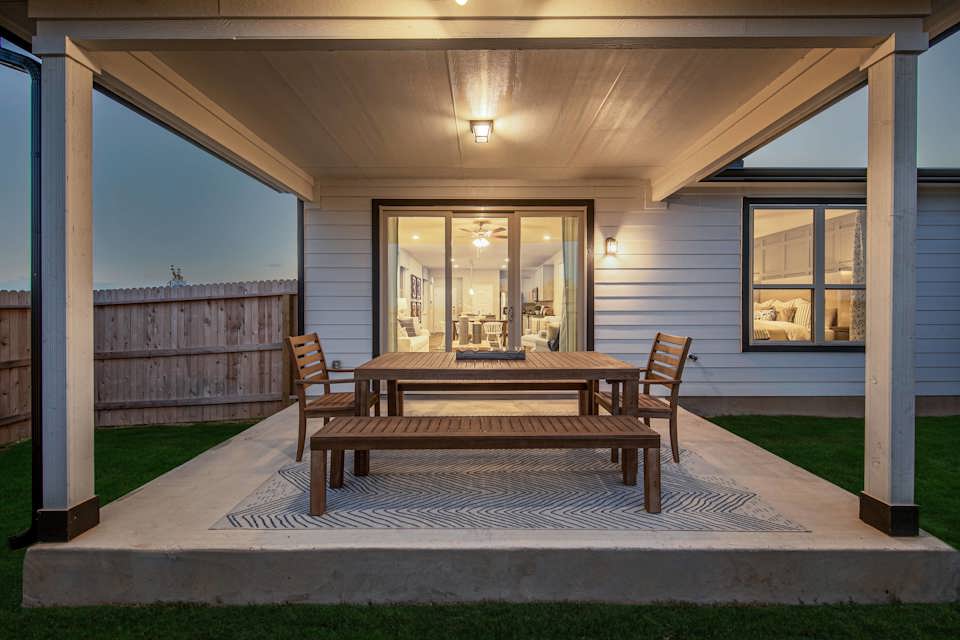 Covered Patio at Whitney model at Hiddenbrooke in Seguin by Century Communities