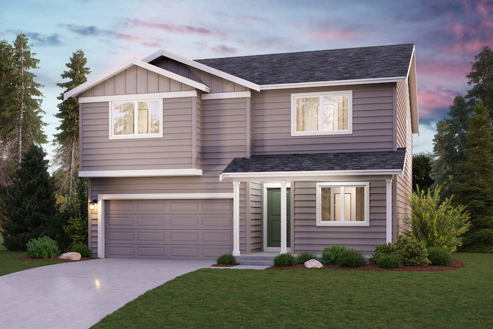 The Bennett Elevation A - 2 Bay Garage at Mountain View Meadows