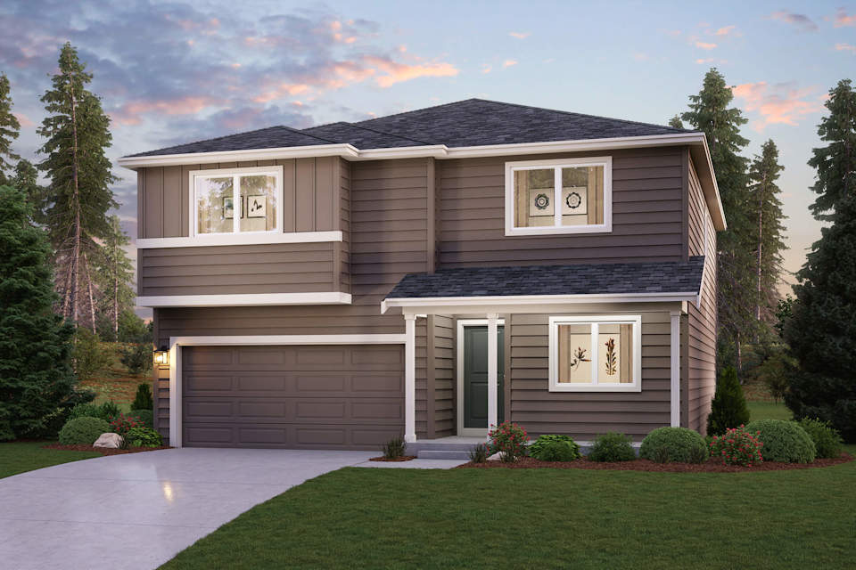 The Bennett Elevation C - 2 Bay Garage at Mountain View Meadows