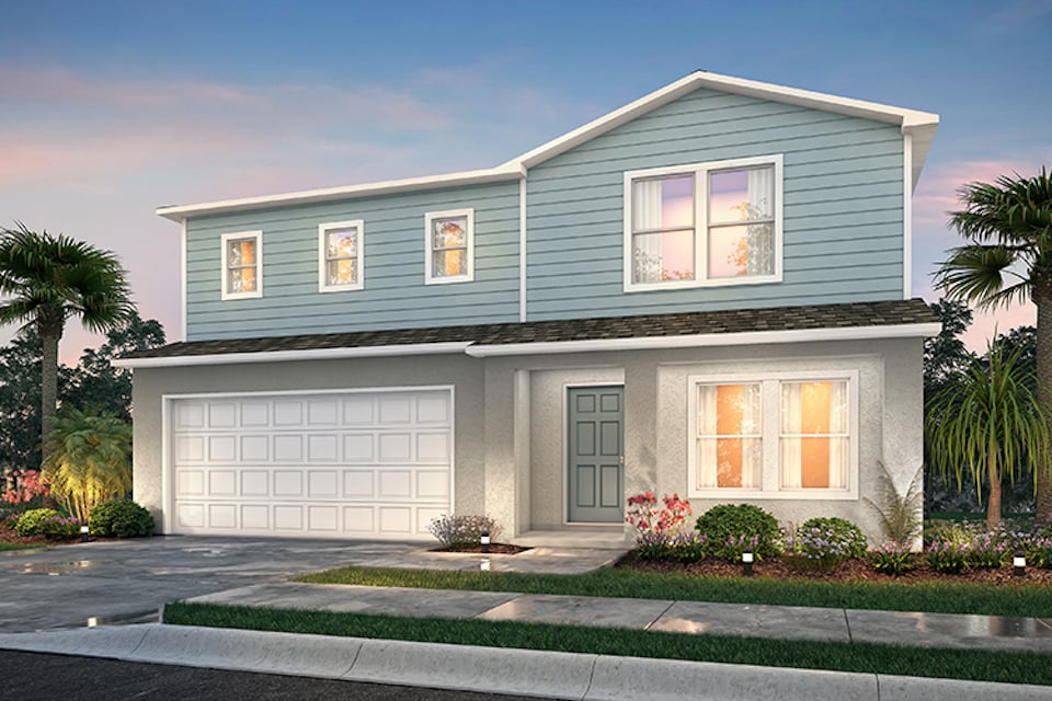 A house with a garage.