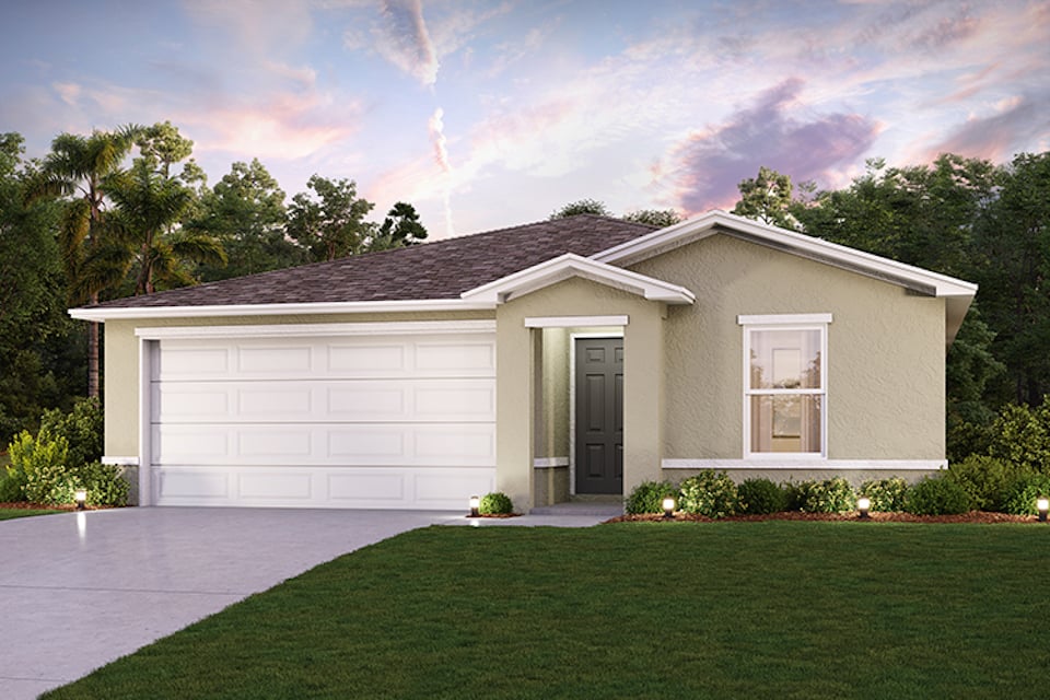 Sumter Villas single-family one-story stucco render Alton Elevation B in Bushnell FL